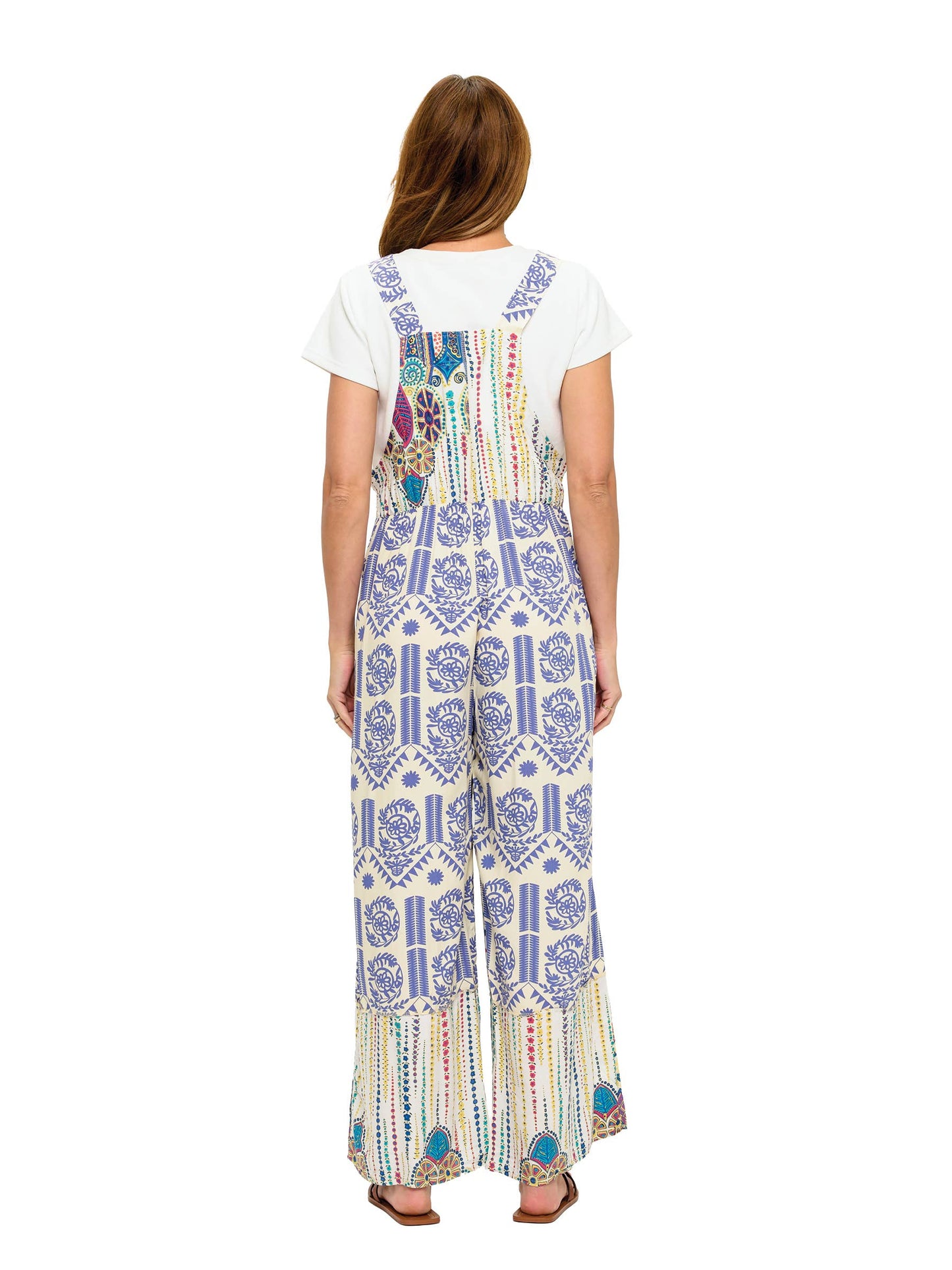 Flowy Printed Patchwork Overall