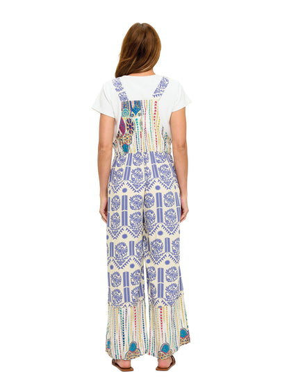 Flowy Printed Patchwork Overall