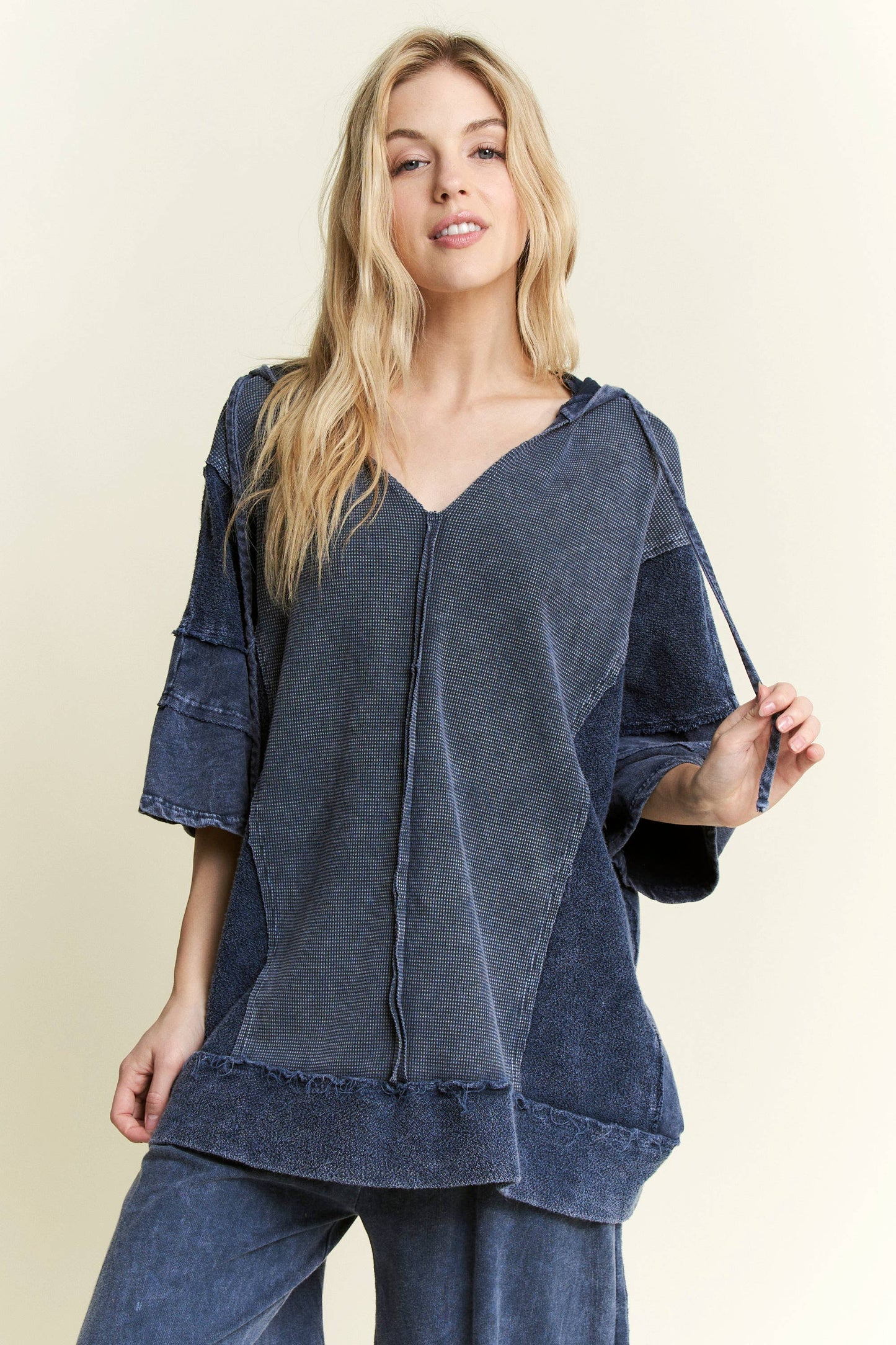 Mineral Wash Waffle Thermal Terry top HT5641