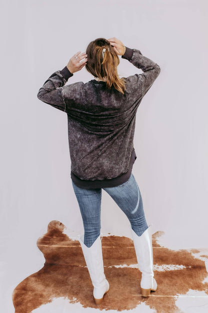 MK159 Acid Washed Sweatshirt - Charcoal