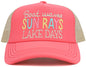 KBV1581 Boat Waves Sun Rays Lake Days Meshback Ballcap: Coral