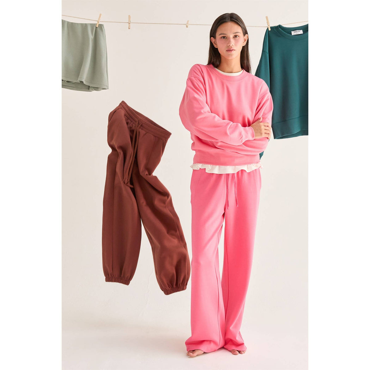 Double Knit Wide-Leg Sweatpants