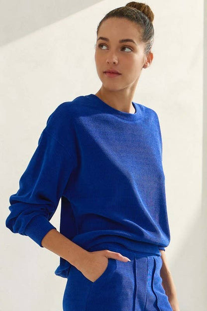 Yelete Relaxed Fit Corduroy Rib Knit Top TP2403