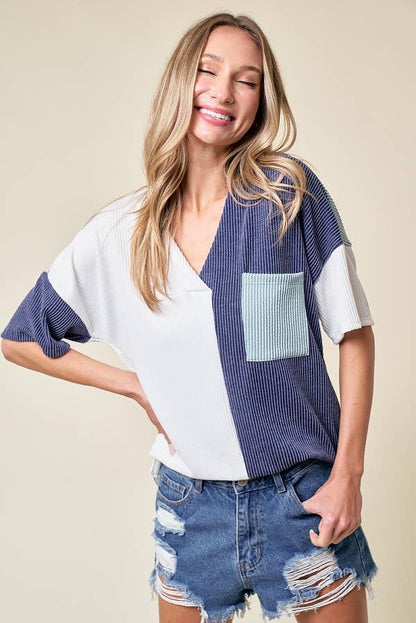 LMT3996-Trust Me In Colorblock Top