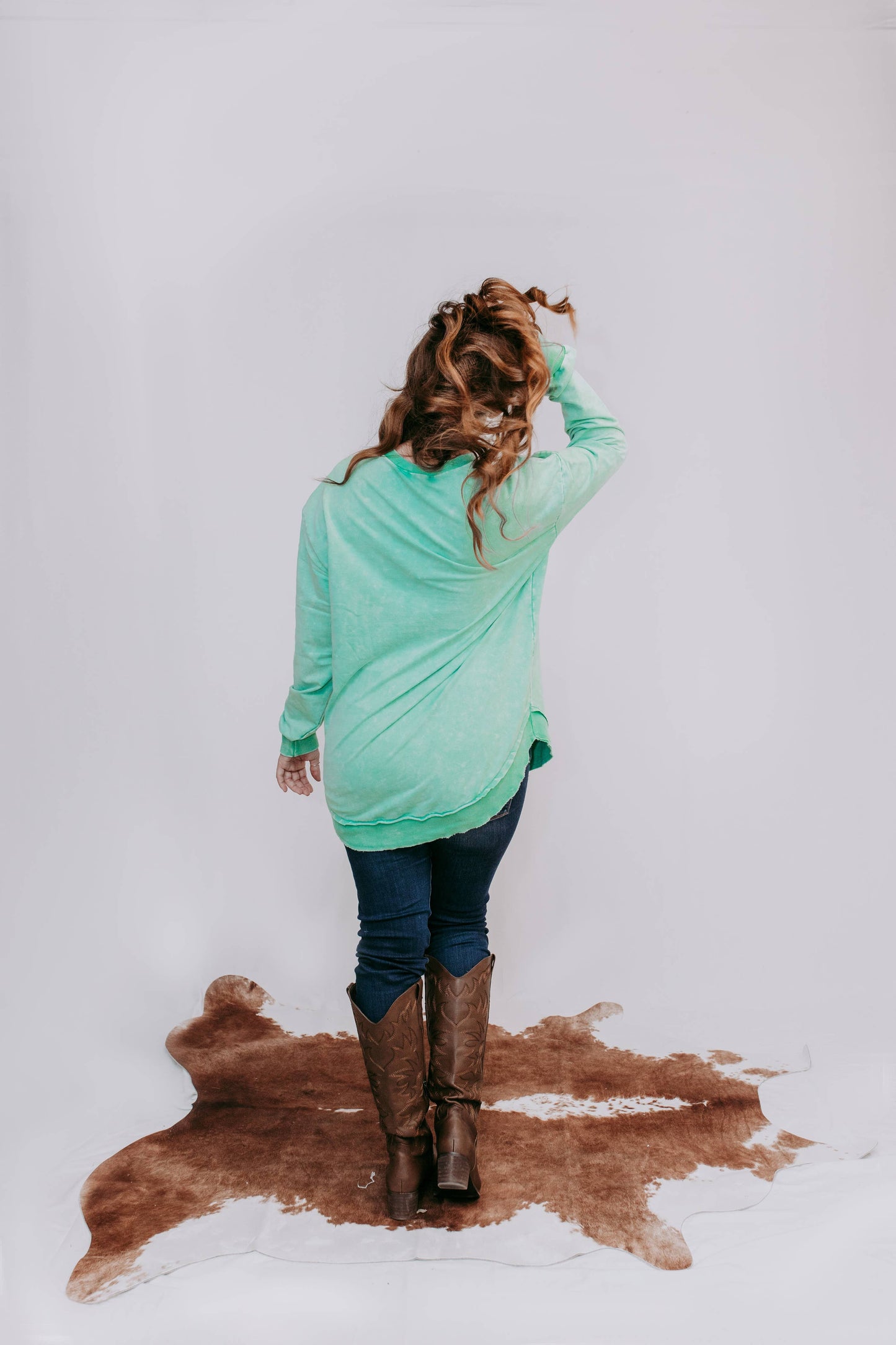 MK159 Acid Washed Sweatshirt - Turquiose