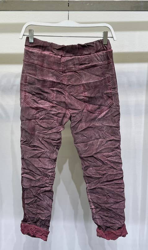 Stonewashed Ribbon Side Stripe Drawstring Crinkle Joggers