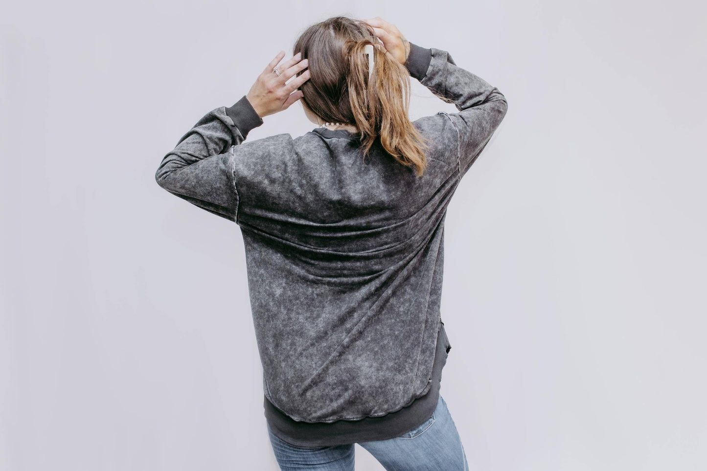 MK159 Acid Washed Sweatshirt - Charcoal
