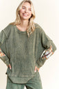 Mineral Wash Plaid Star patched elbow sweater top HT5999