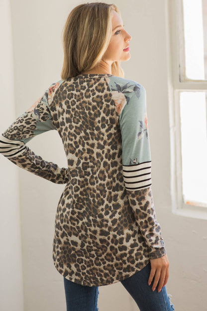 LMT1856-Molly Leopard Top: JADE / L