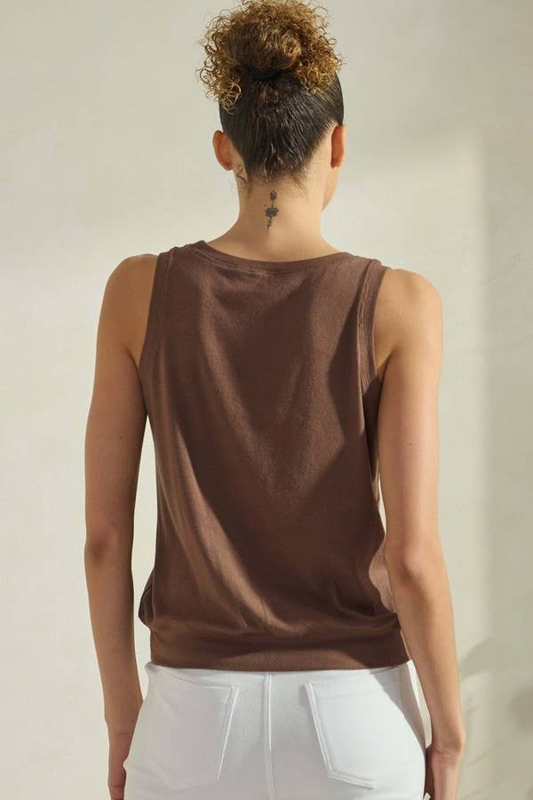 Women's Ribbed Viscose Crew Neck Loose Fit Tank