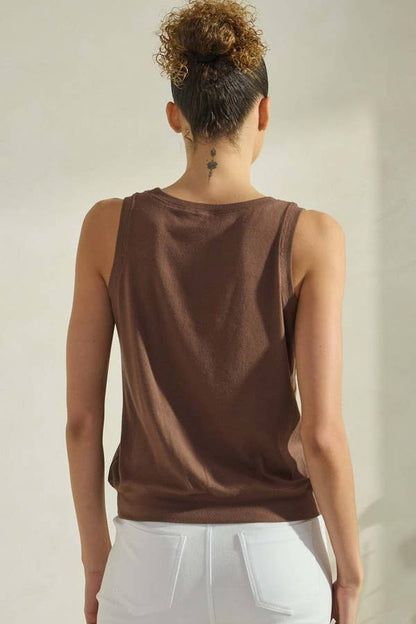 Women's Ribbed Viscose Crew Neck Loose Fit Tank