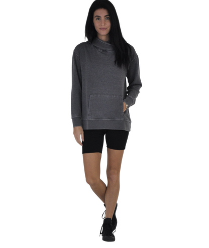 Ladies Crossover Hoodie - Garment Burnout Fleece