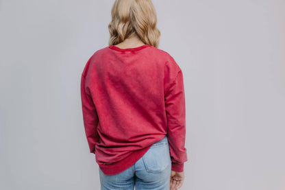 MK159 Acid Washed Sweatshirt - Maroon