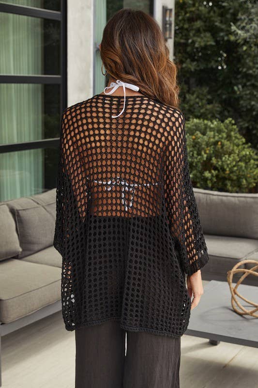 Venti Italian Dolman 3/4 Sleeve Crochet Top