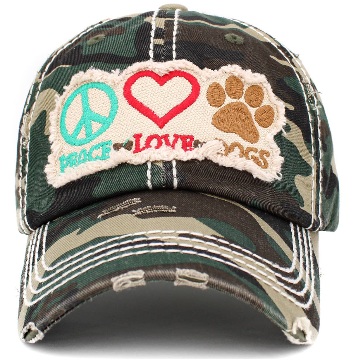 Peace Love Dogs Vintage Ballcap