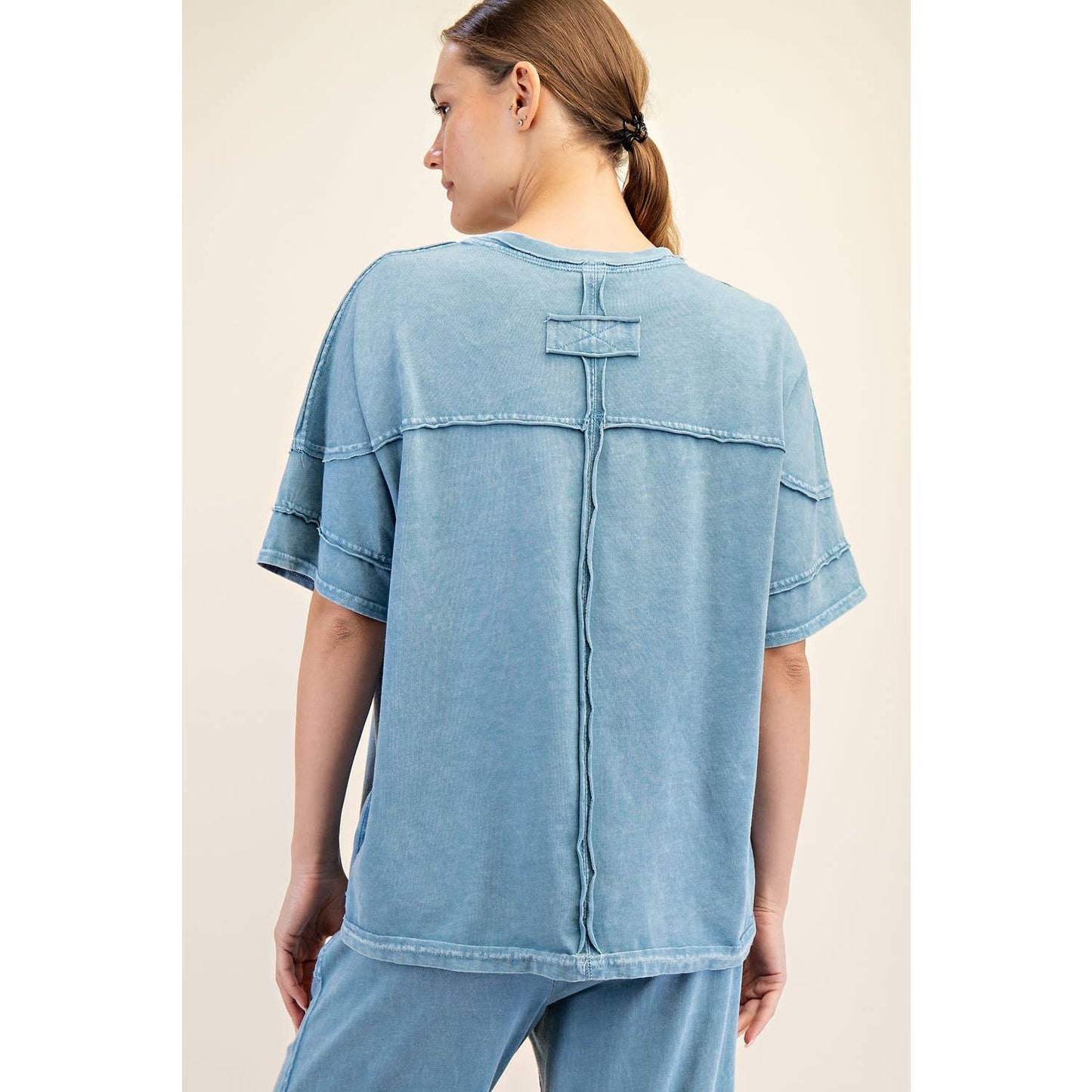 Rae Mode Mineral Washed Short Sleeve Top T Shirt T9984