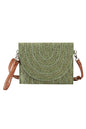 MB0292 Stitch Detailed Straw Clutch/Crossbody Bag