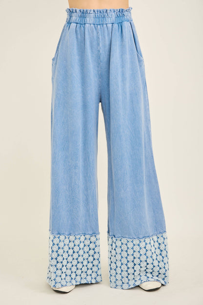 Mineral Washed Flower Daisy Long Leg Pants HP6016P1