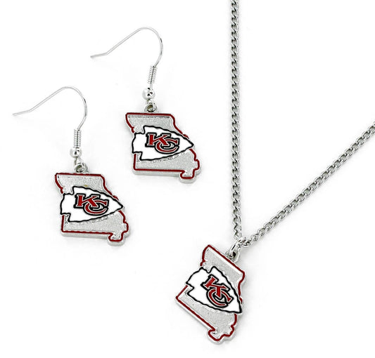 NFL Kansas City Chiefs Design Earrings and Pendant Set