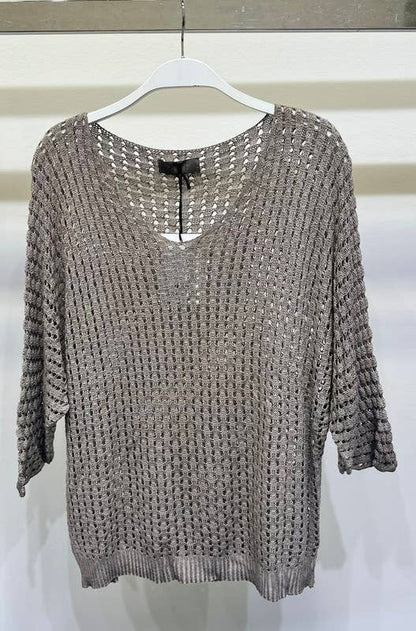 Ridge Rib Knit 3/4 Sleeve Top