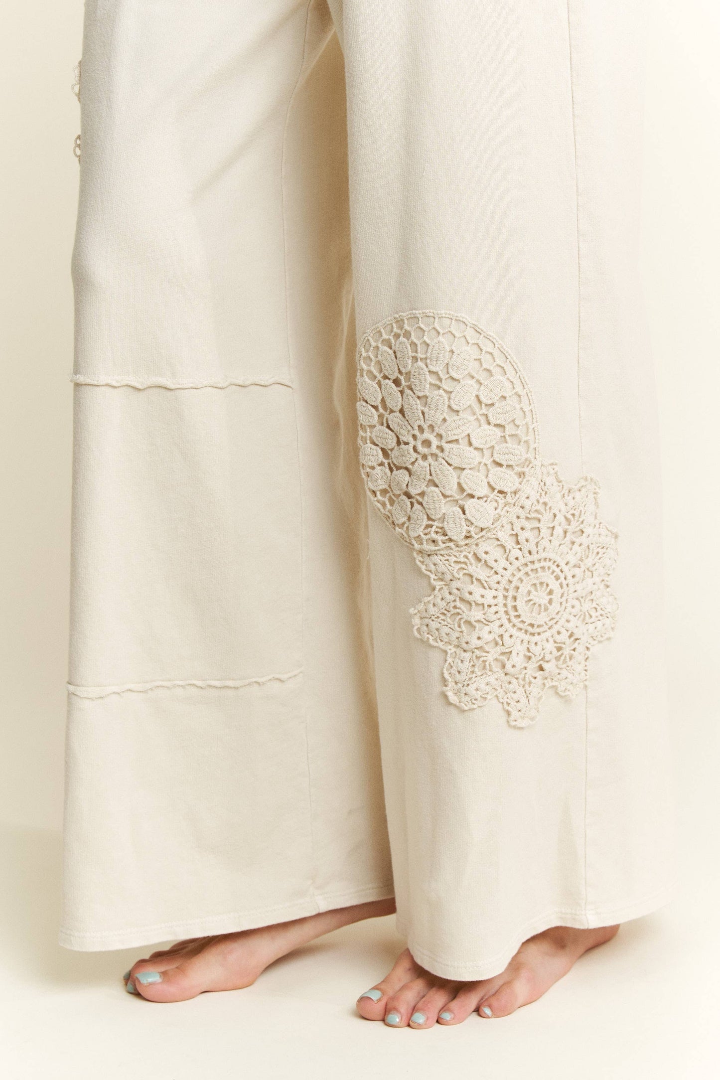 Mineral Washed Doily Wide leg straight pants HP6236