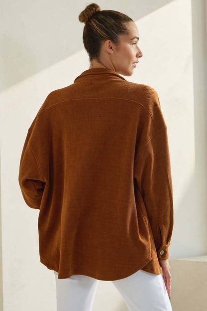 Women's Corduroy Button Up Shacket Fall Style TP2583