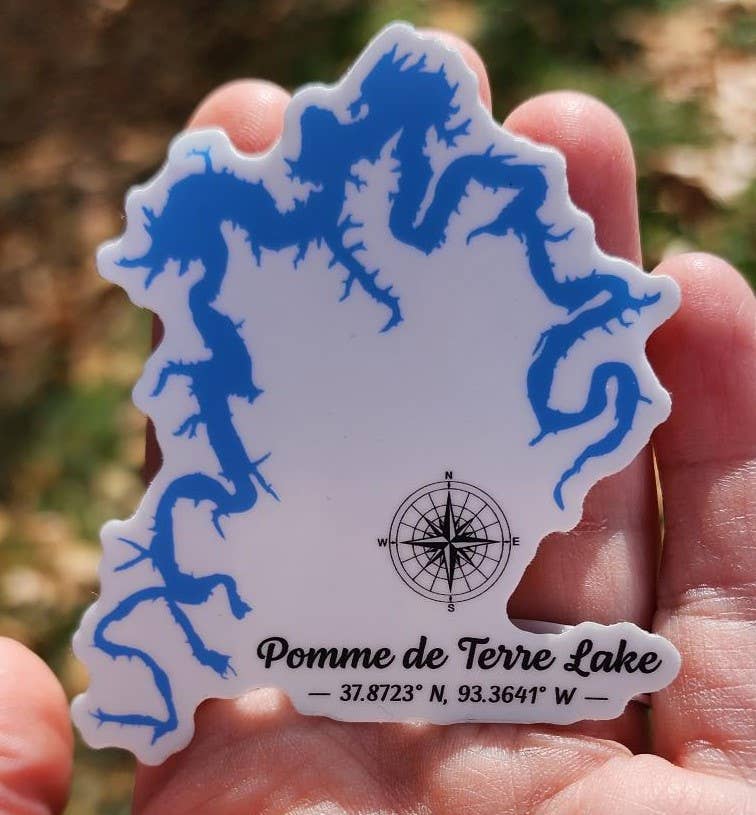 Pomme de Terre Lake Coordinates - Waterproof Vinyl Sticker