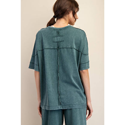 Rae Mode Mineral Washed Short Sleeve Top T Shirt T9984