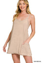 `Washed Double Gauze Tie Back Rompers w/ Pockets