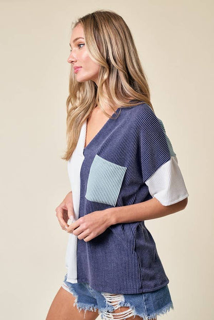 LMT3996-Trust Me In Colorblock Top