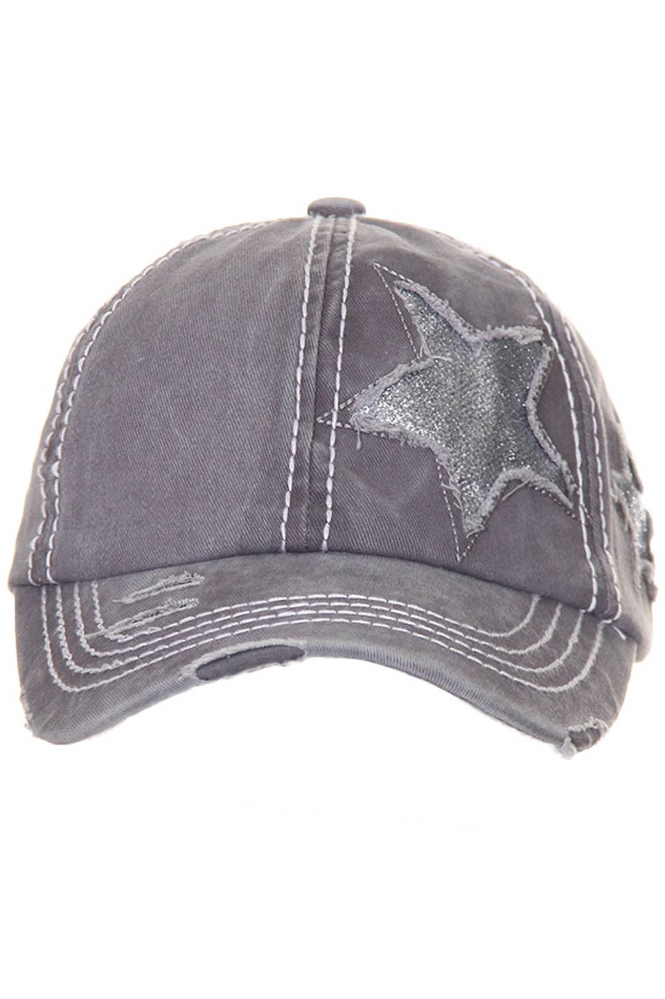 C.C Distressed Pony Cap with Glitter Star