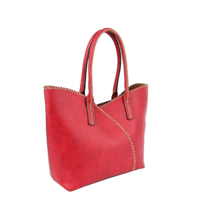 COL001-2 2-in-1 Stitch Trim Detail Shoulder/Tote Set Bag
