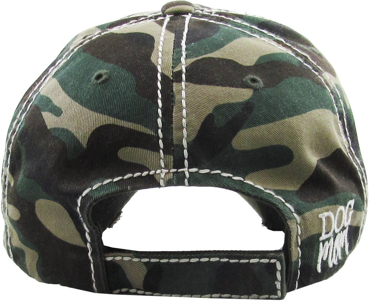 DOG MOM WASHED VINTAGE BALLCAP: BLK