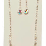 Rhinestone chain and teardrop earring and necklace set Posh