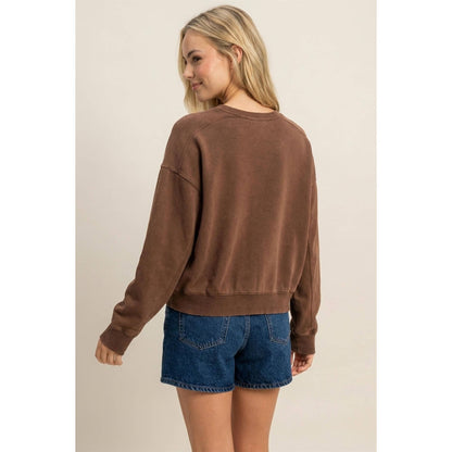 Acid Wash Seam Detail Crew Neck Sweatshirt DZ26A655
