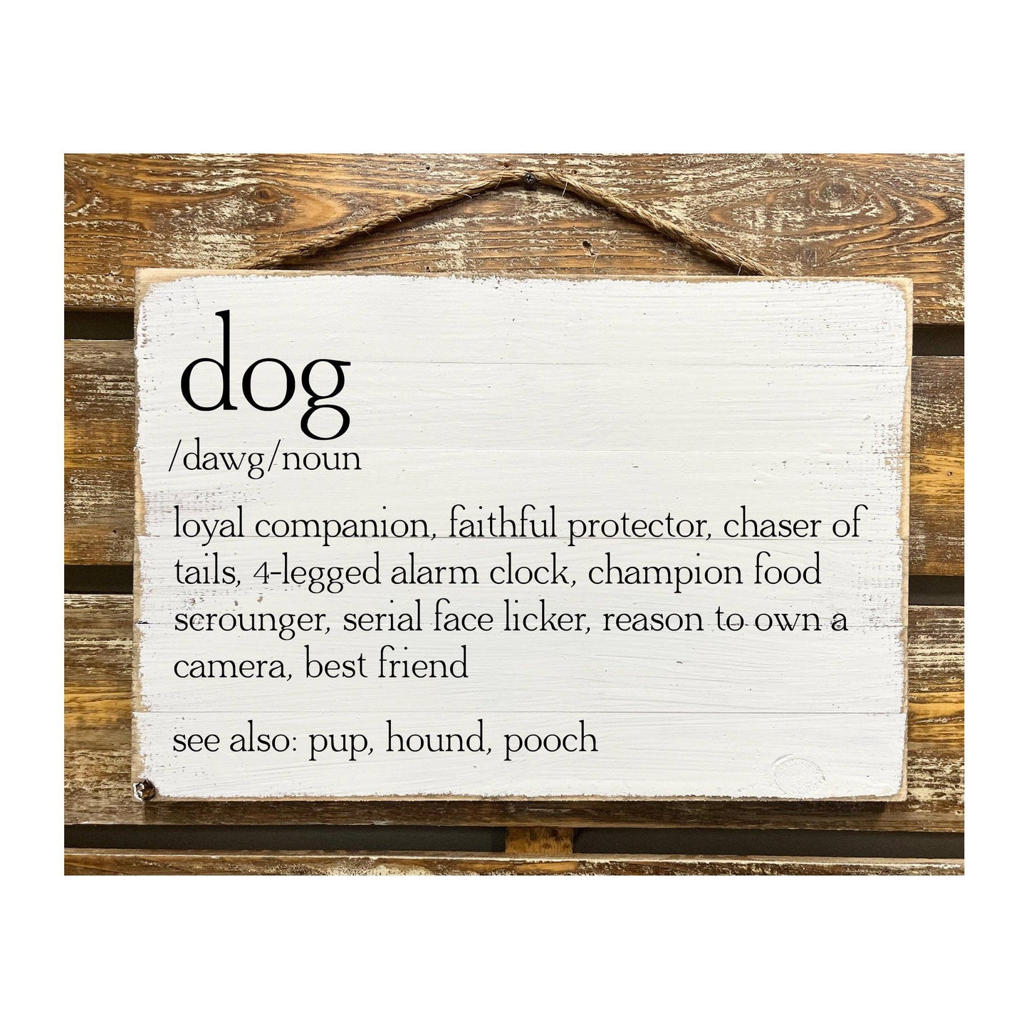 Dog Definition: Black Wood sign