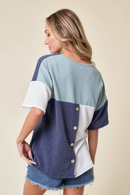 LMT3996-Trust Me In Colorblock Top