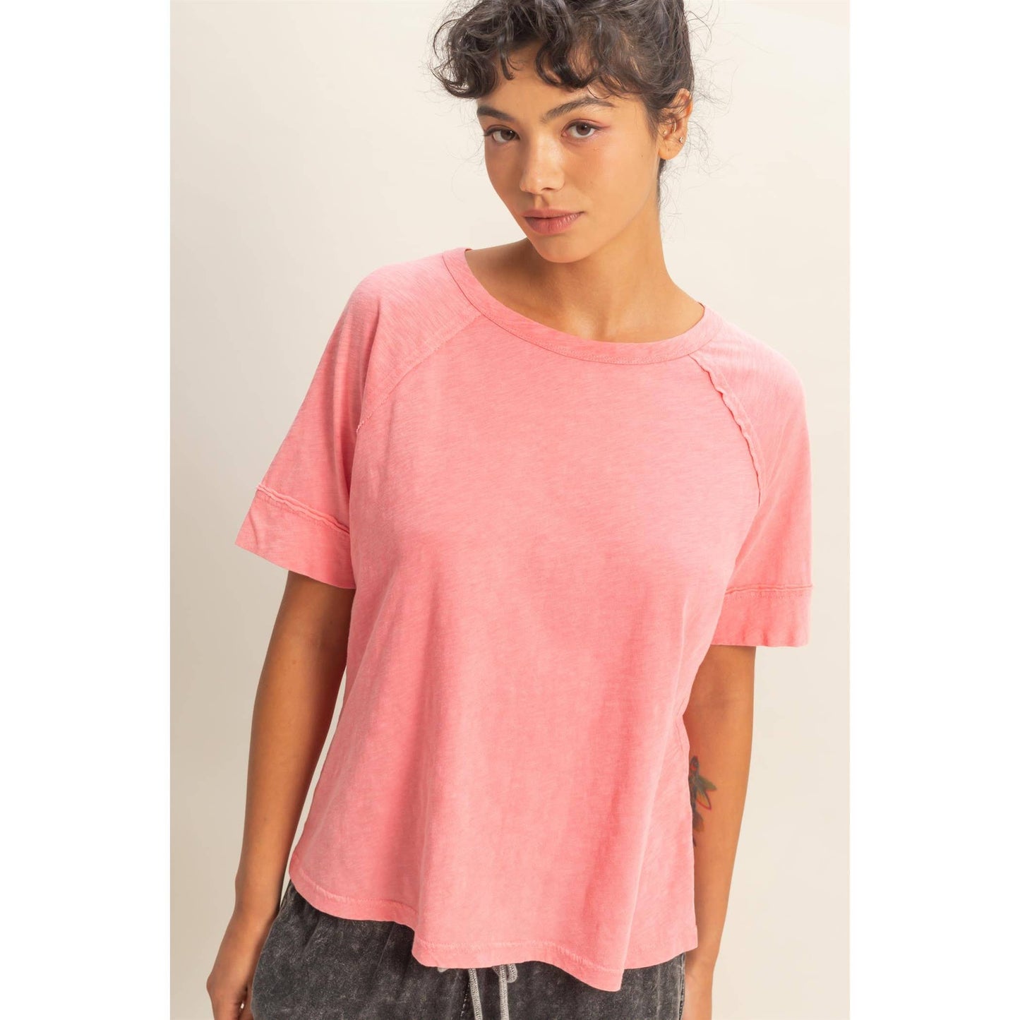 Hyfve DZ26A655 Acid Washed Boxy Tee