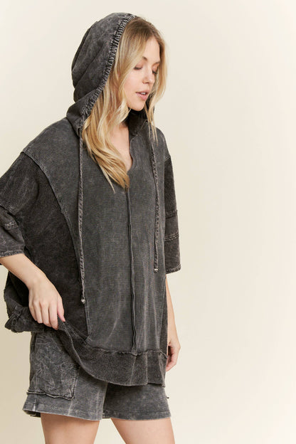 Mineral Wash Waffle Thermal Terry top HT5641