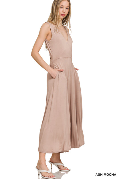 Surplice Neckline Sleeveless Jumpsuit