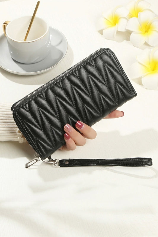 Zenana Quilted Vegan Leather Zip Wristlet Clutch Wallet UA-214