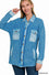 Cotton waffle acid wash oversized Shacket Zenana
