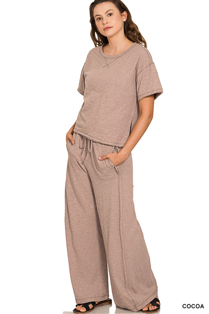 Zenana Cotton Slub Pants