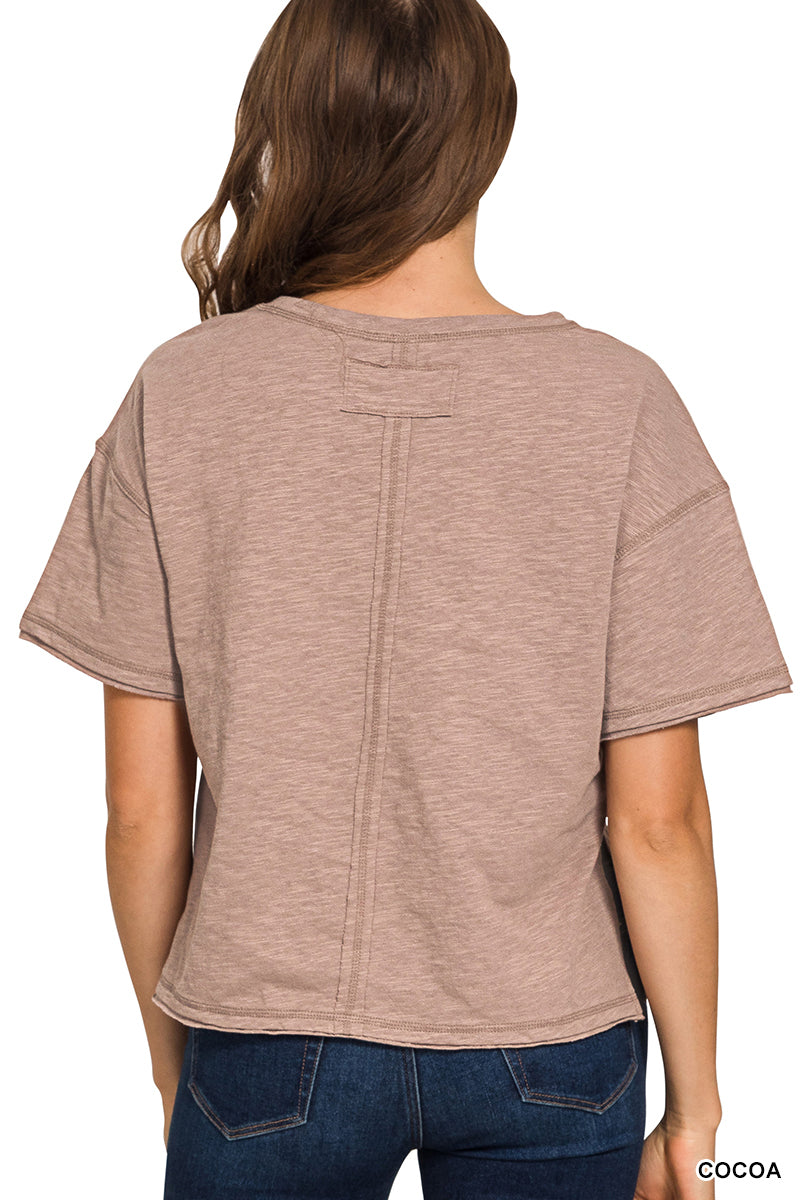 Zenana Cotton Slub Short Sleeve Shirt Top
