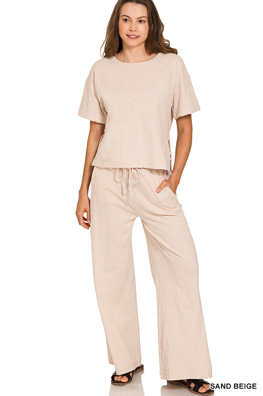 Zenana Cotton Slub Pants 3478