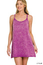 Zenana Crinkle Washed Mini Dress w/ Built-In Romper Liner
