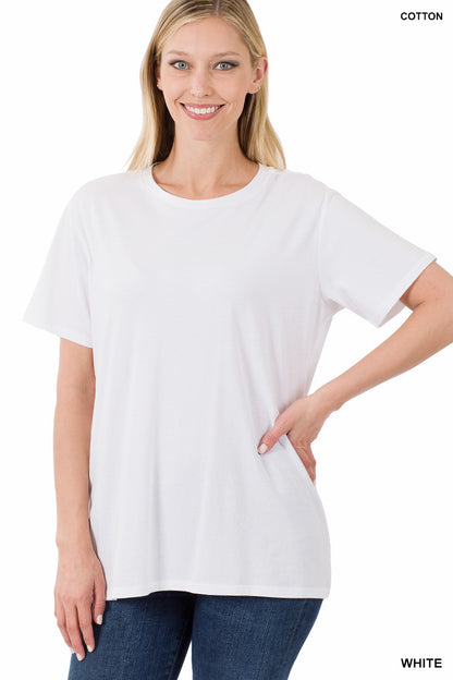Zenana Cotton Short Sleeve Boyfriend Tee Shirt