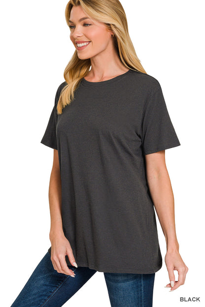 Zenana Cotton Short Sleeve Boyfriend Tee Shirt