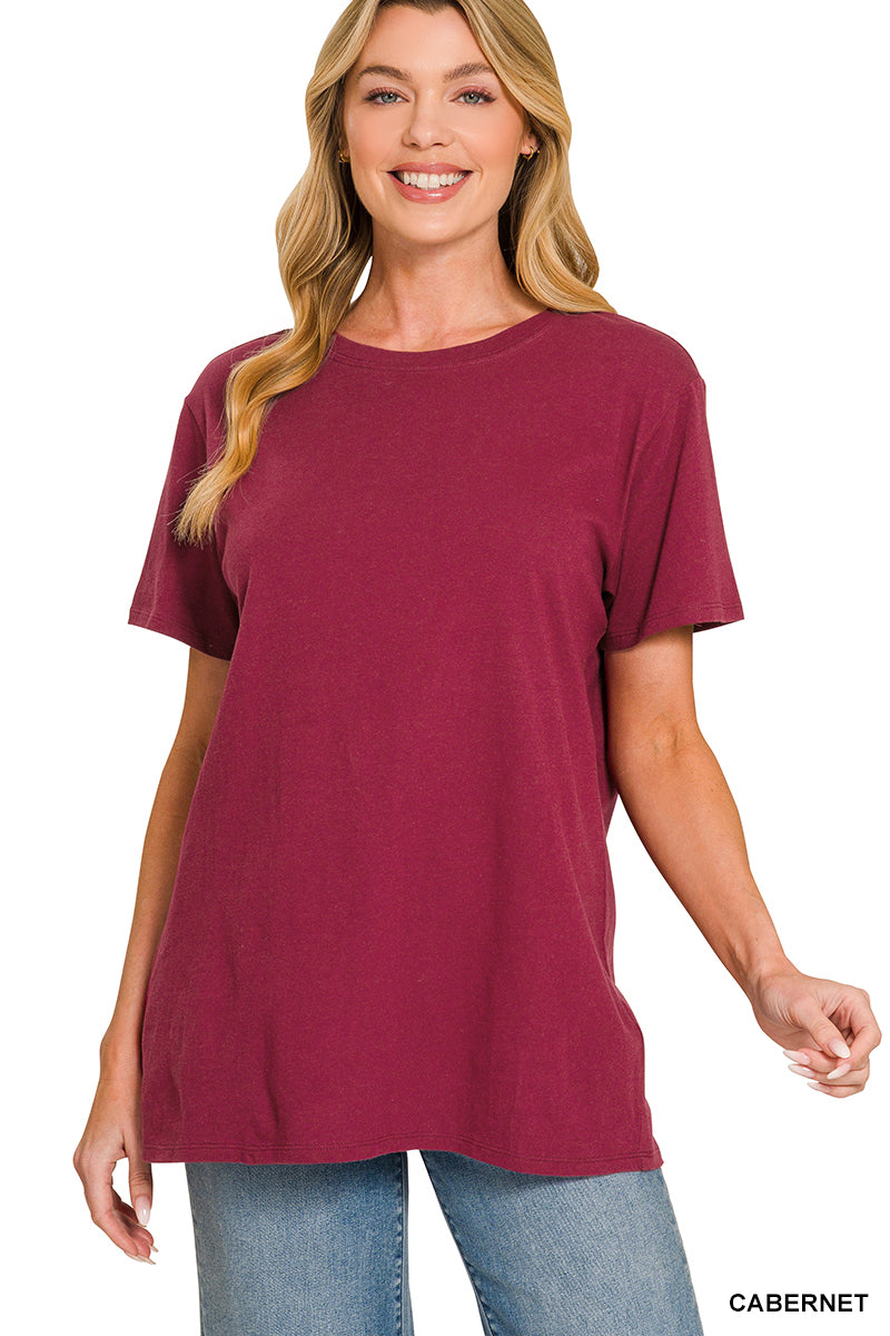 Zenana Cotton Short Sleeve Boyfriend Tee Shirt