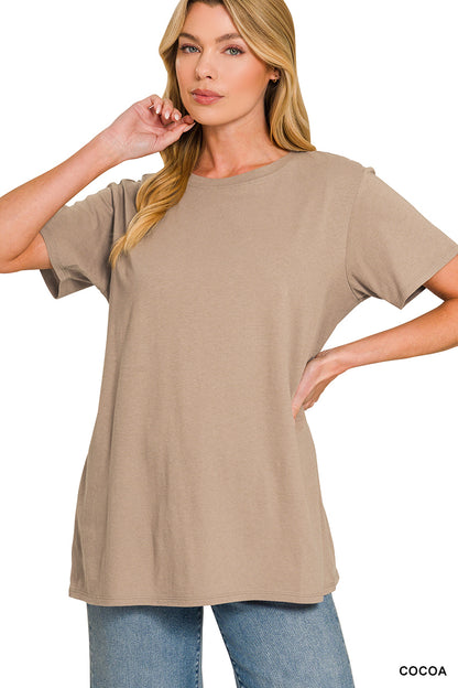 Zenana Cotton Short Sleeve Boyfriend Tee Shirt